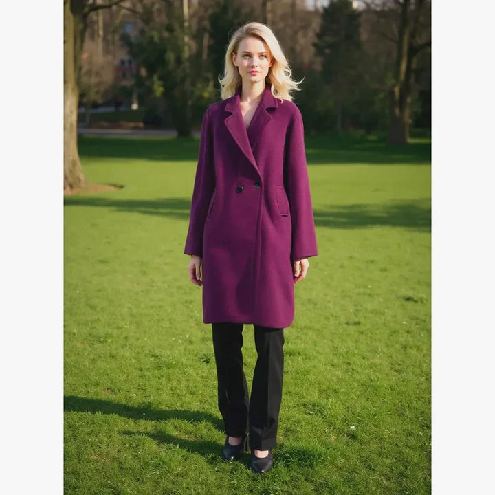 Soft Touch Lined Coat with Detachable Leopard Ruffle Brooch