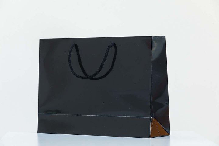 Glossy Black Rope Boutique Carrier Bags - jqwholesale.com