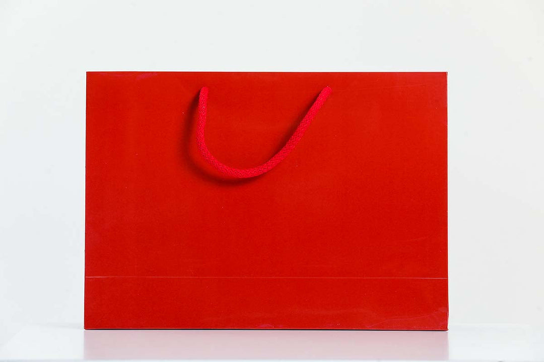 Gloss Red Laminated Carrier Bags Wholesale - jqwholesale.com