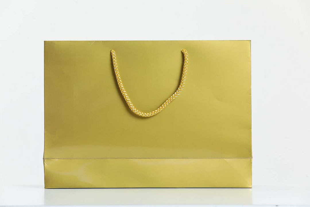 Gold Gloss Laminated Boutique Carrier Bags 230gsm - jqwholesale.com