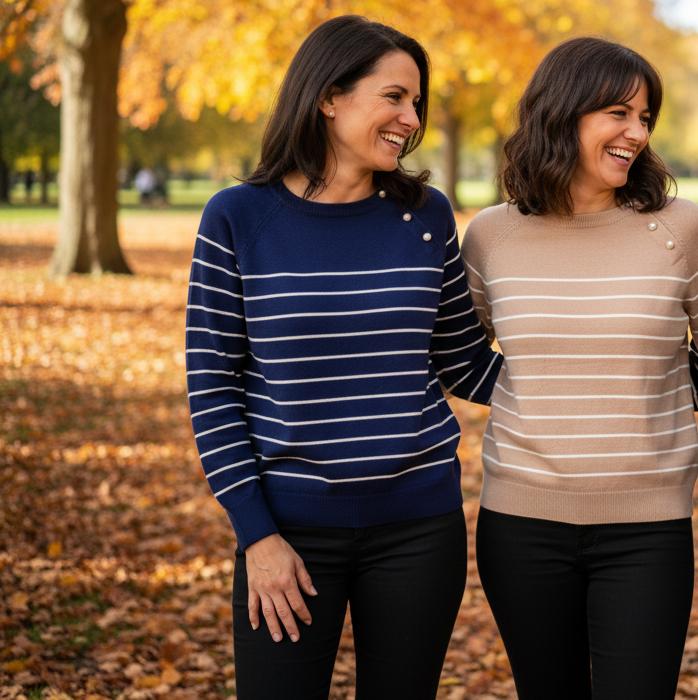 Pearl Trim Stripe Knit (2p.pack)