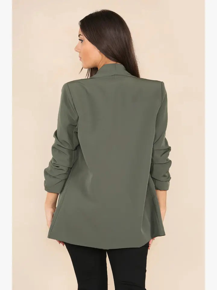 Oversized Rouched Sleeve Blazer