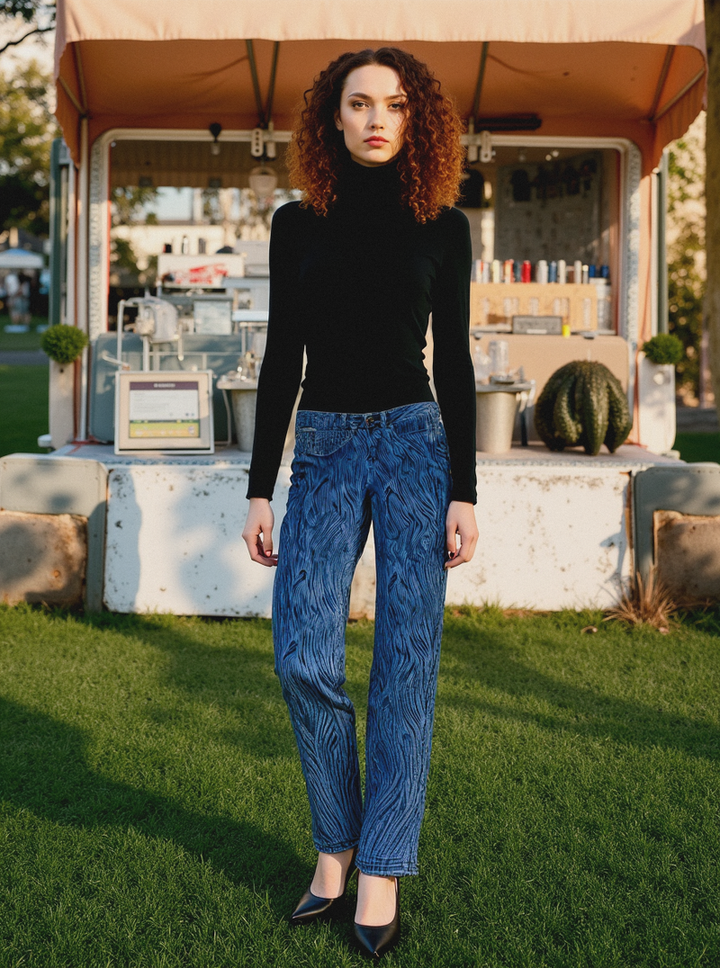 Zebra Wide leg Stretch Jeans (5P.PACK)