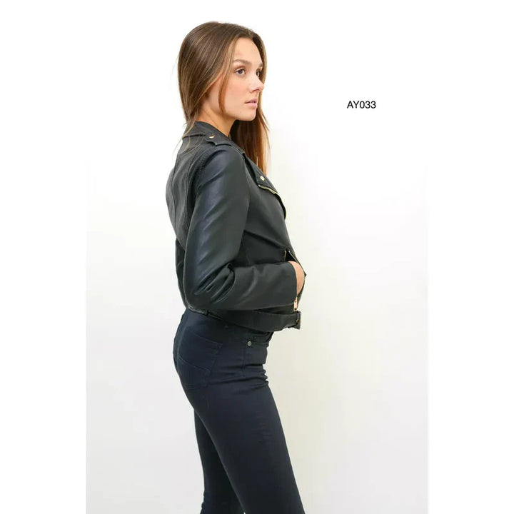 (4P. PACK) Plain Leather Look Biker Jacket