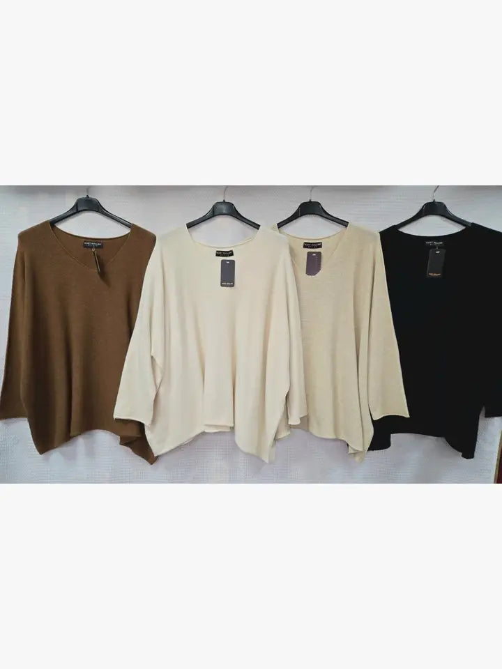 Oversized Soft Touch Long Sleeve Vee Knit
