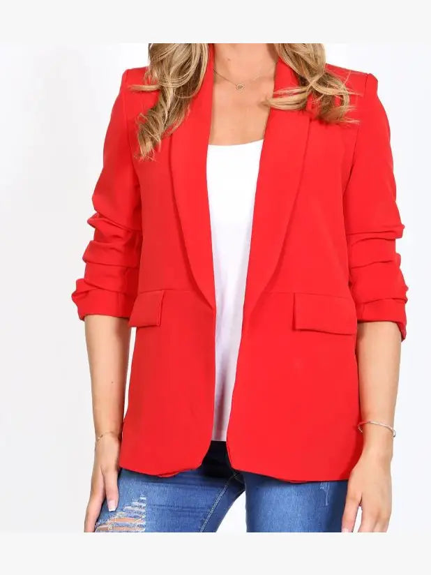 Oversized Rouched Sleeve Blazer