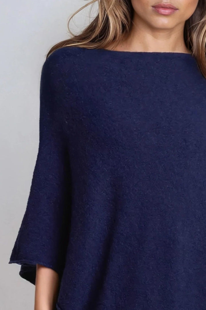 Navy Asymmetric Hem Poncho