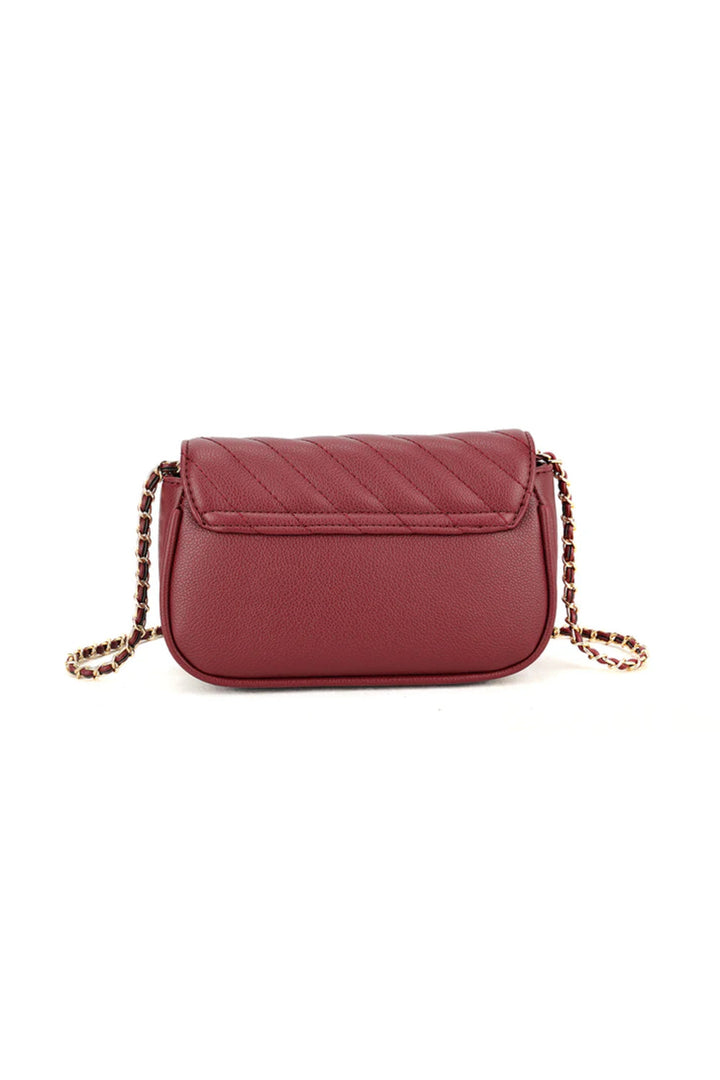 Burgundy Quilted Crossbody Bag - jqwholesale.com