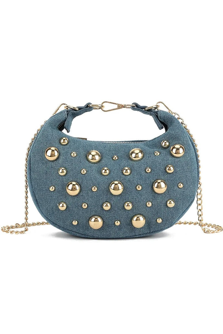 Dark Blue Denim Half Moon Mini Bag - jqwholesale.com