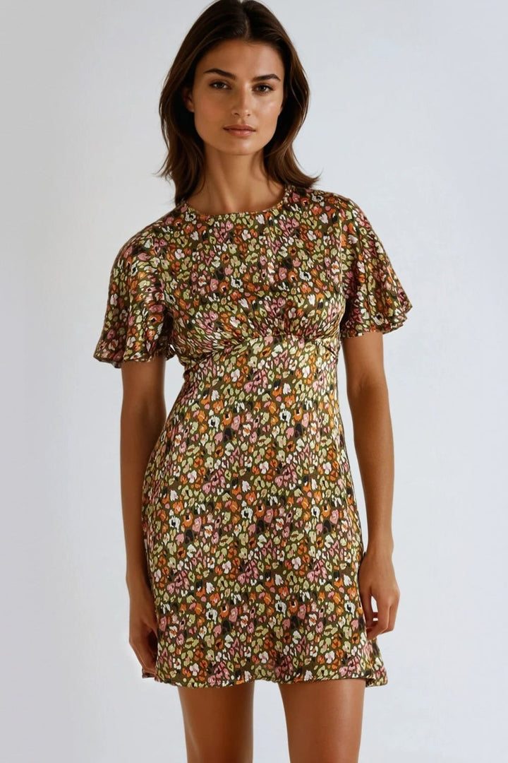 Khaki Animal Print Mini Dress - jqwholesale.com