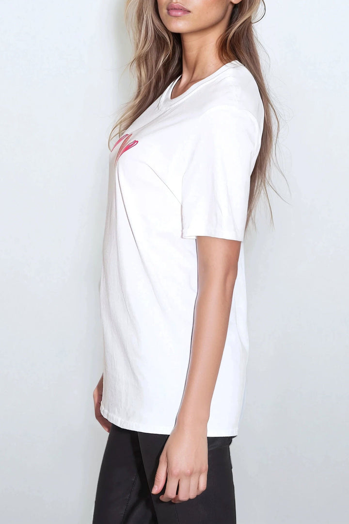 White Hearts Printed T Shirt - jqwholesale.com