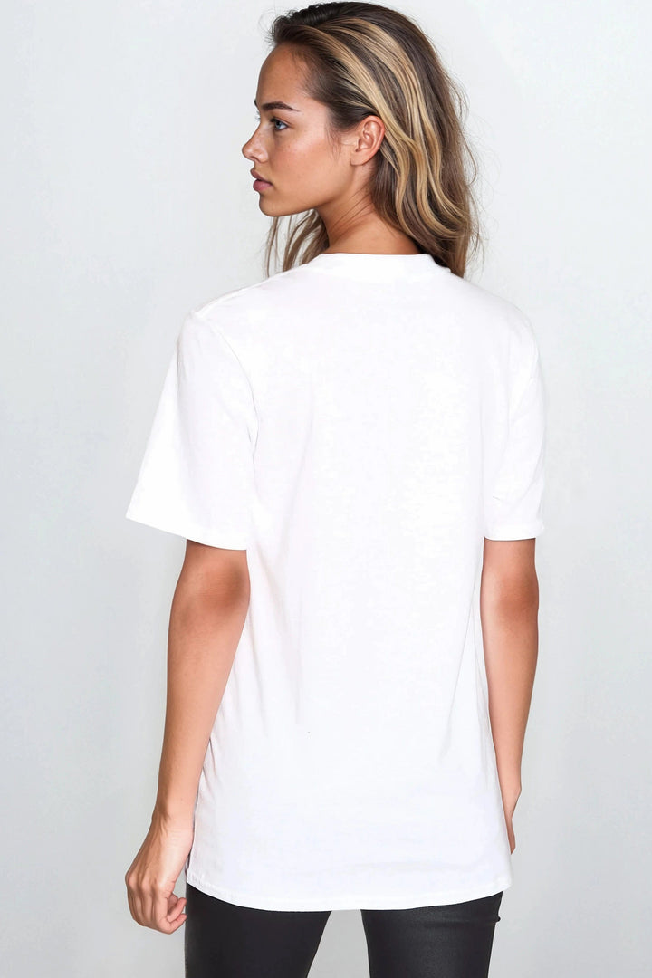 White Hearts Printed T Shirt - jqwholesale.com