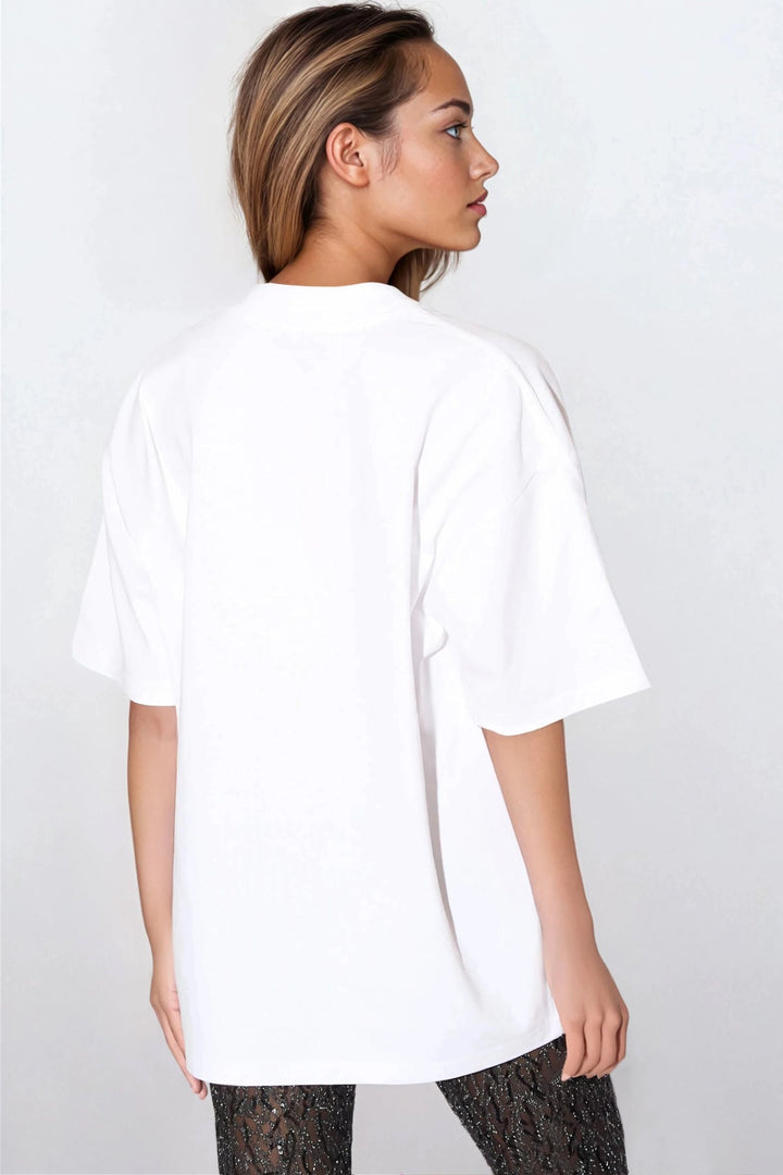White Leopard Heart Oversized T-Shirt - jqwholesale.com