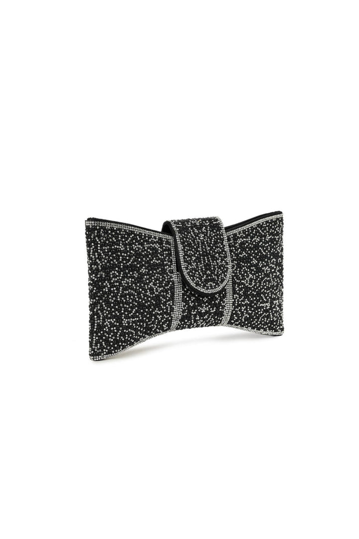 Black Pearl Bow Clutch Bag - jqwholesale.com