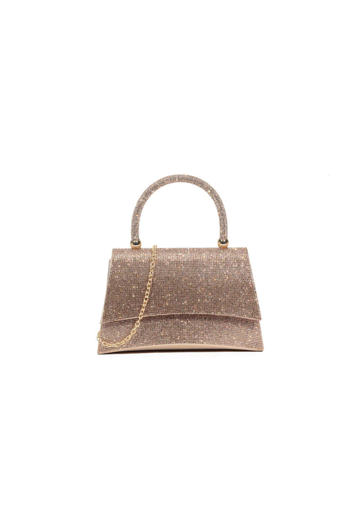 Rose Gold Glitter Top Handle Evening Bag - jqwholesale.com