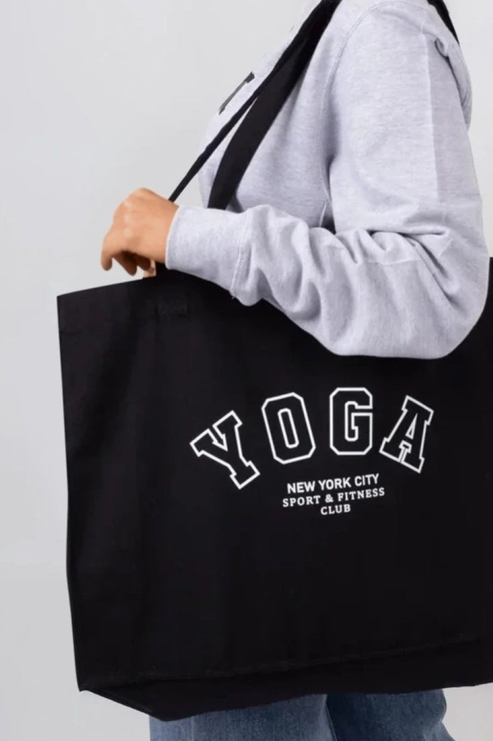 Black Yoga Canvas Tote Bag - jqwholesale.com
