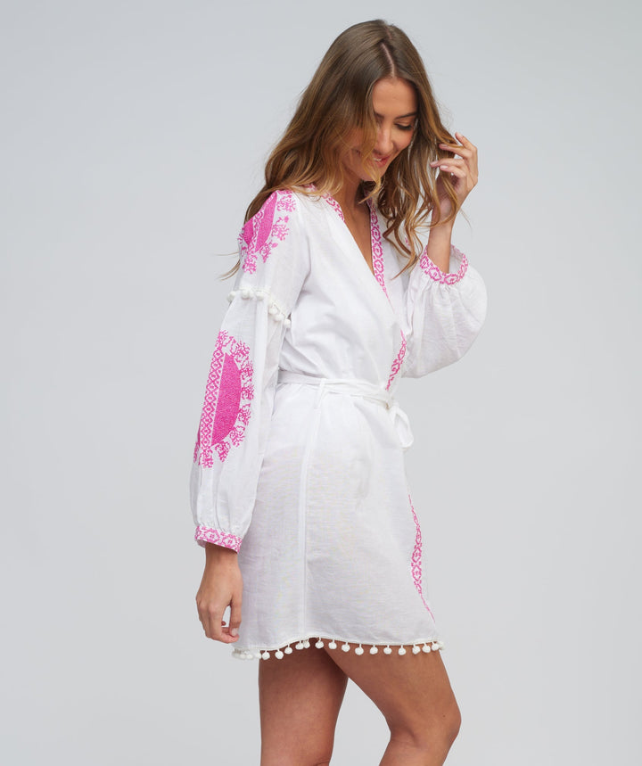 Amara Tunic - White/Pink - jqwholesale.com