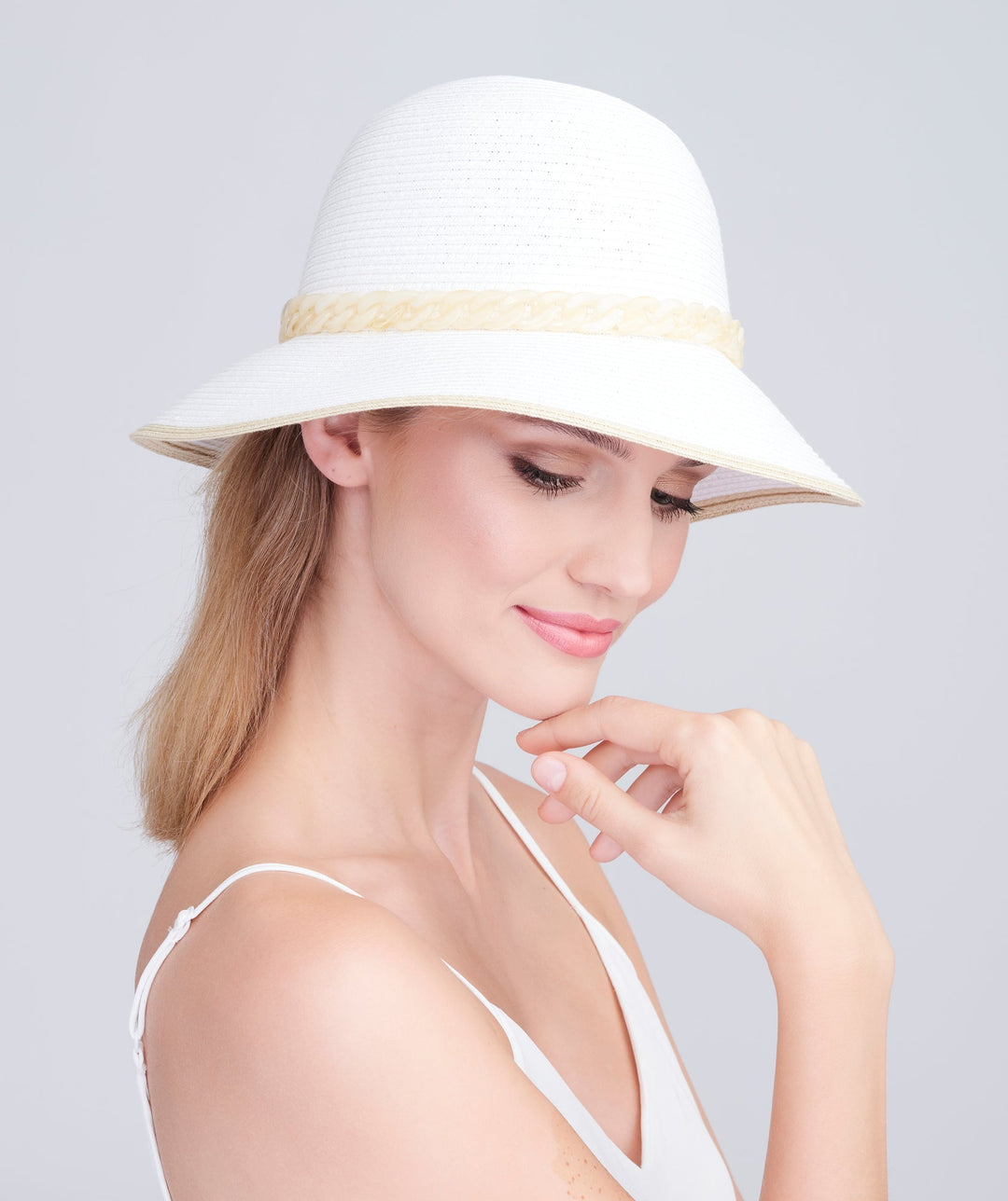 Cassini Hat - White/Natural - jqwholesale.com