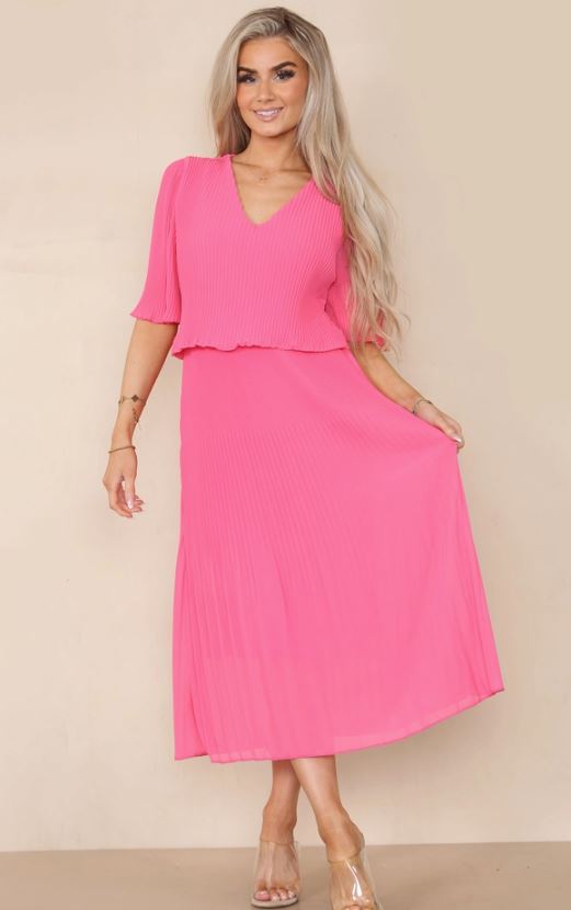 Plain Plissee Pleated Layered Maxi Dress