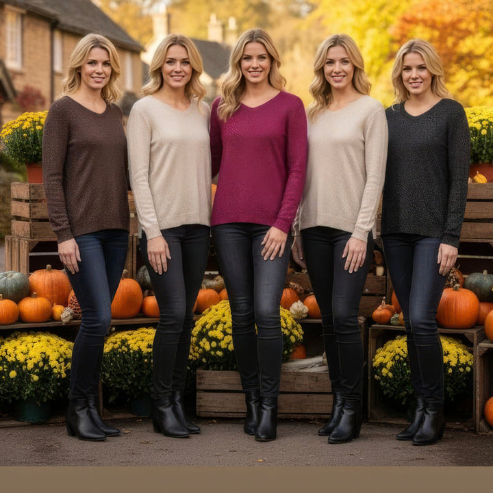 Lurex V Fine Knit Jumper (2p.pack)