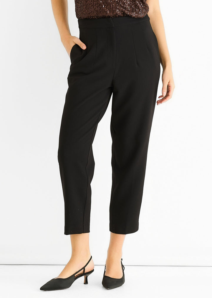 Black Ankle Grazer Cigarette Tailoring Trousers - jqwholesale.com