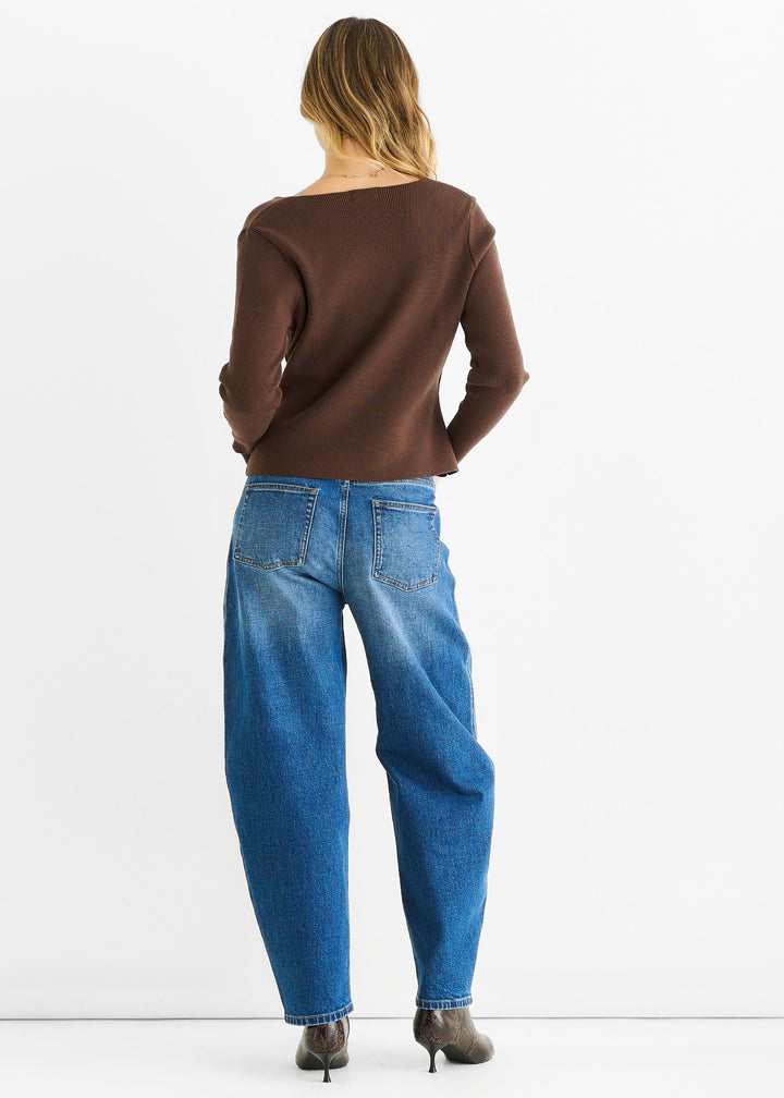 Chocolate Button Wrap Compact Knit Cardigan - jqwholesale.com