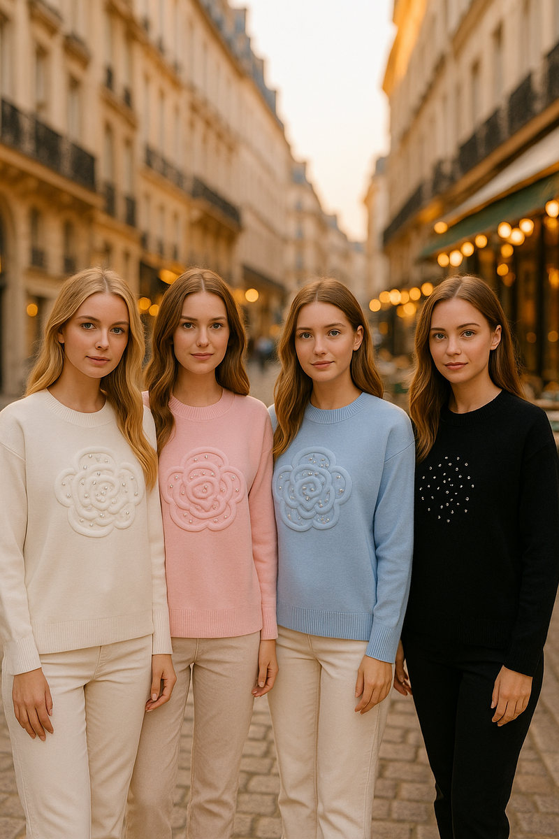 Crystal Floral Embellished Jumper (2p.pack)
