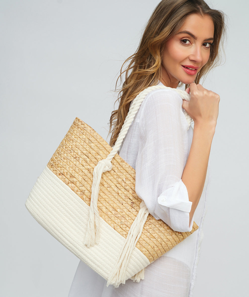 Hampton Bag - Natural/White - jqwholesale.com