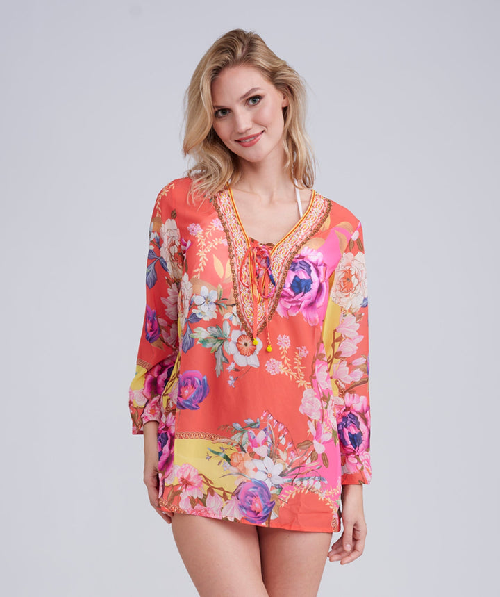 Hawaii Cover Up - Orange - jqwholesale.com