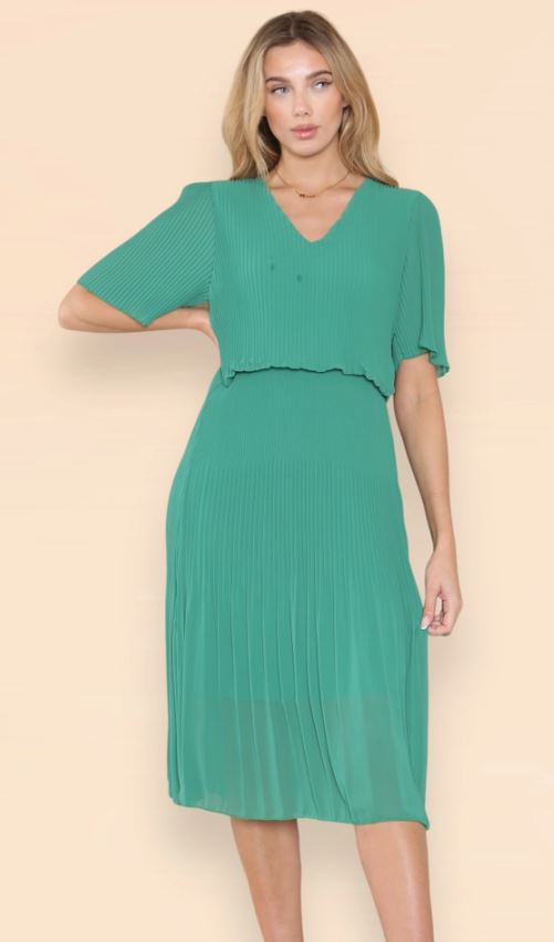 Plain Plissee Pleated Layered Maxi Dress