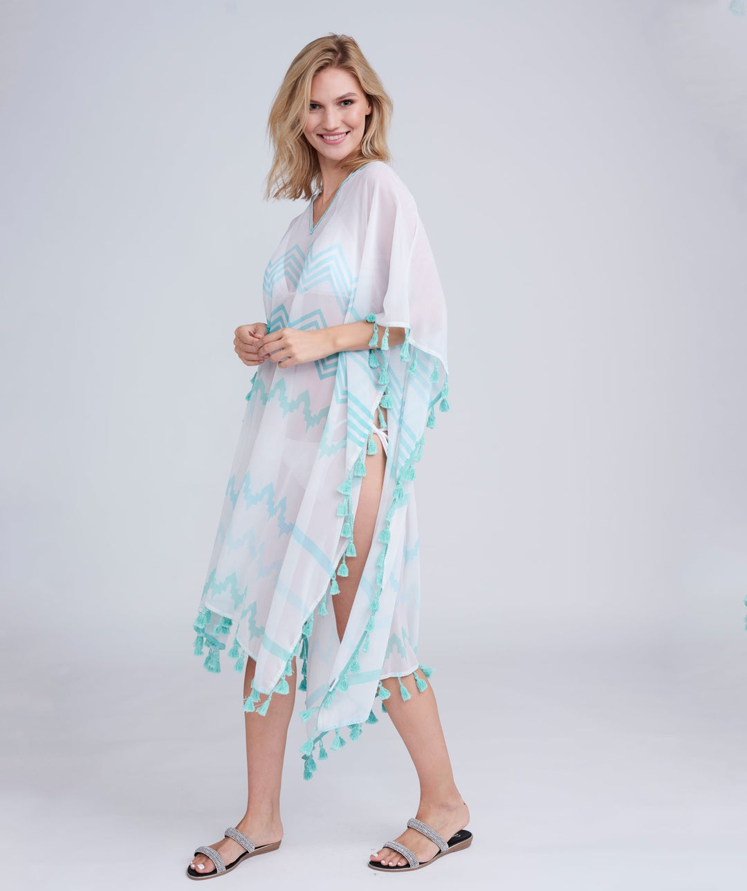 Kyana Maxi Coverup - Turquoise - jqwholesale.com