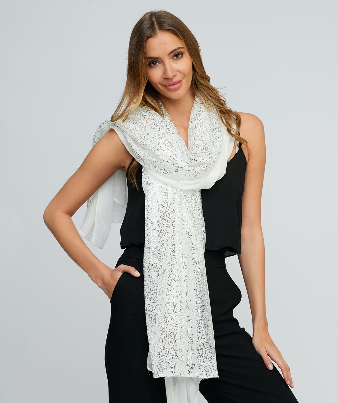 Chrystal Scarf - White
