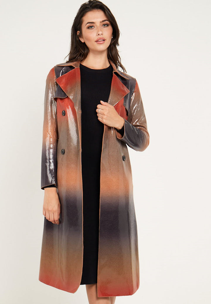 (5p. Pack) PU Snake Skin Textured Trench Coat - jqwholesale.com