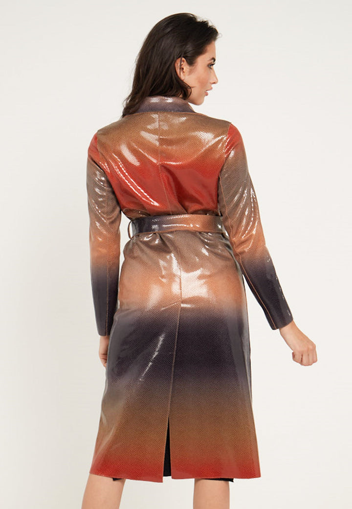 (5p. Pack) PU Snake Skin Textured Trench Coat - jqwholesale.com