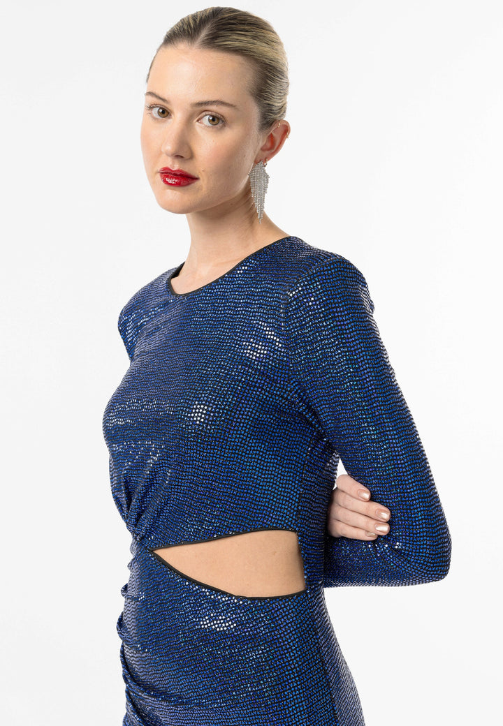 (5P. PACK) Metallic Mini Dress with Side Cut Out - jqwholesale.com