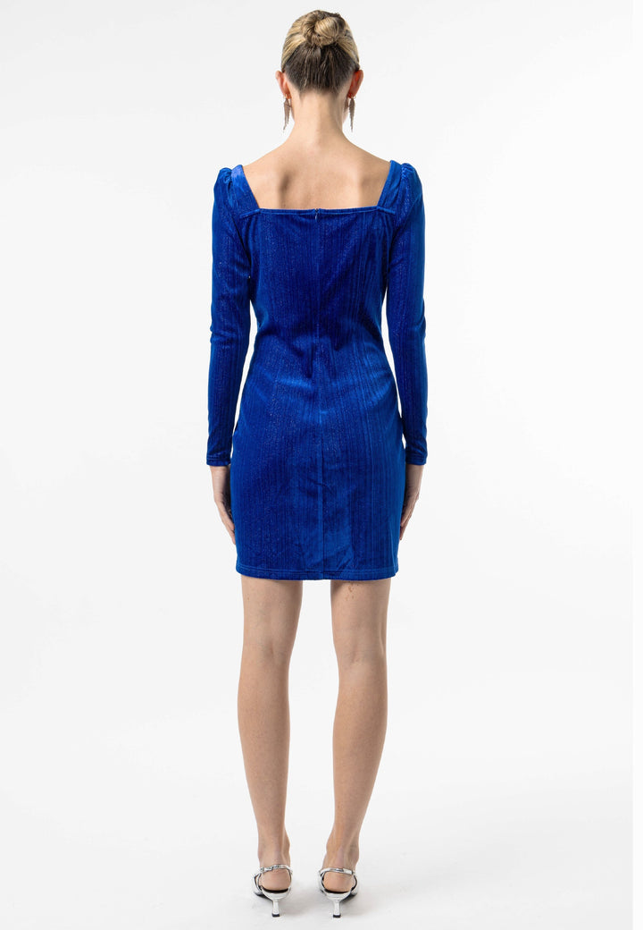 (5P. PACK) Glitter Velvet Knot Top Mini Dress - jqwholesale.com