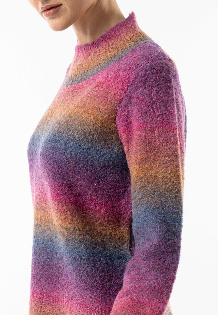 (3P. PACK) Rainbow Ombre Mock Neck Jumper - jqwholesale.com