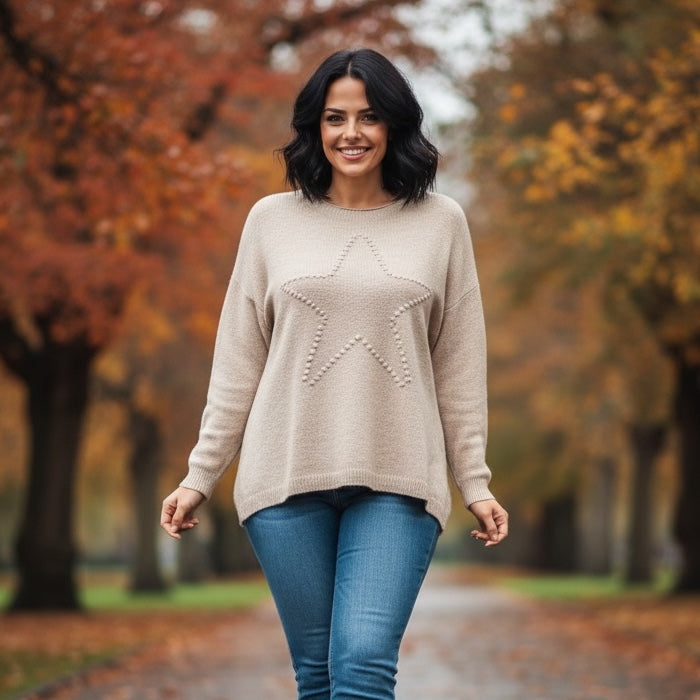 Sasha Star Alpaca Soft Touch Crew Knit Jumper