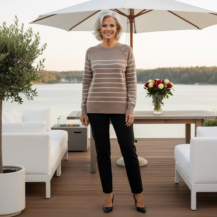 Pearl Trim Stripe Knit (2p.pack)
