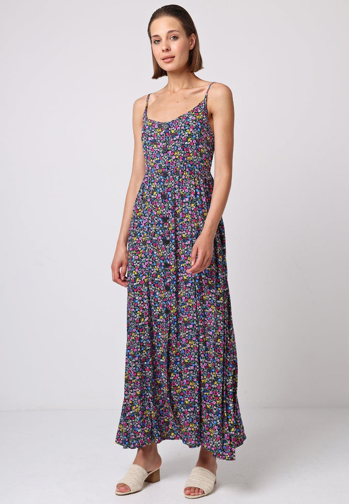 Cami Shirred Back Button Detail Maxi Dress - ANGELEYE