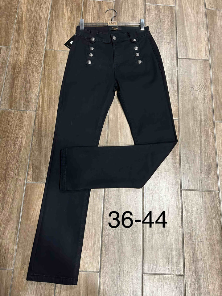 Voggo Black Wide Leg Jeans with Silver Buttons (5p.pack)