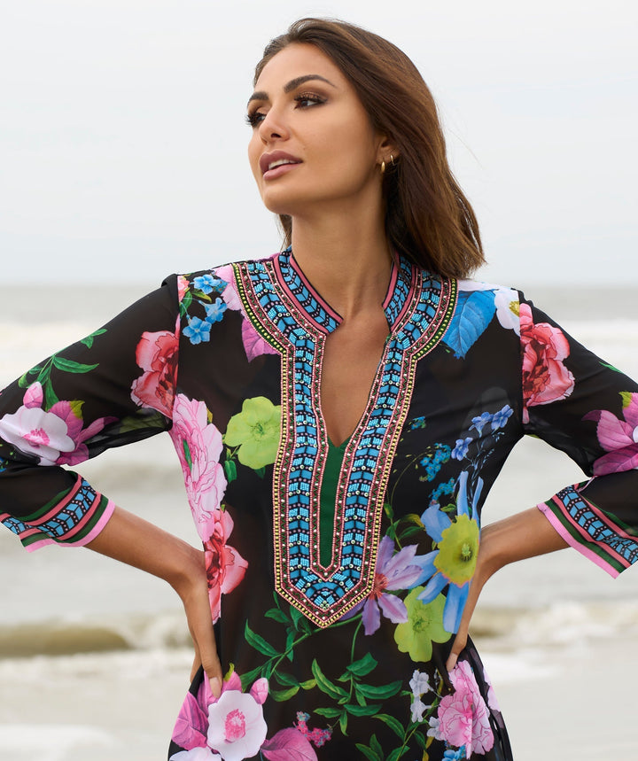 Samba Cover Up- Black/Pink - jqwholesale.com