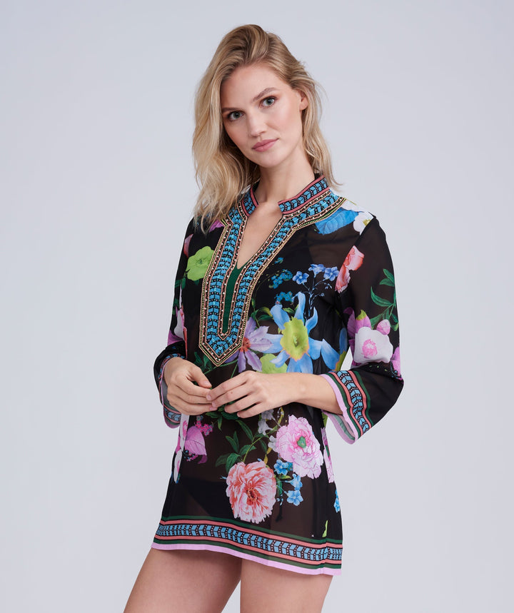 Samba Cover Up- Black/Pink - jqwholesale.com