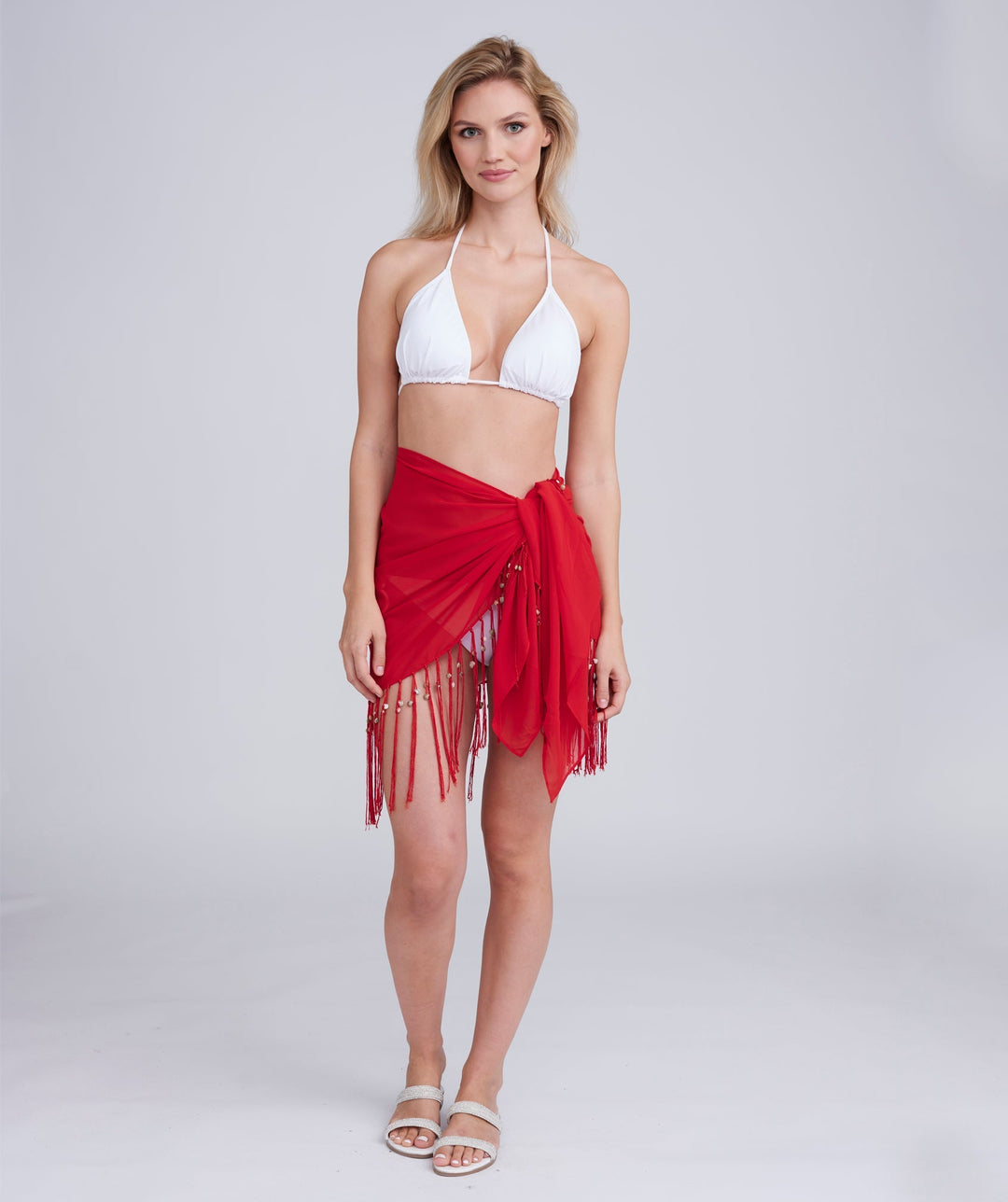 San Remo Beaded Sarong - Red