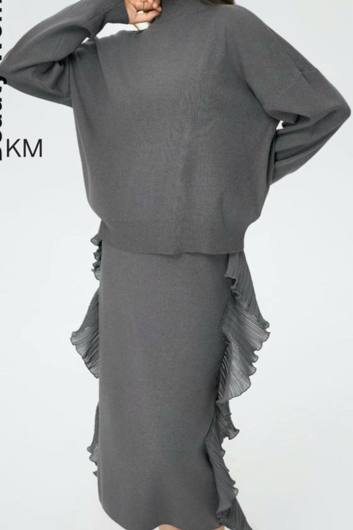 Knitted Co-ord Two Piece Set with Frilled Edge (2p.pack)
