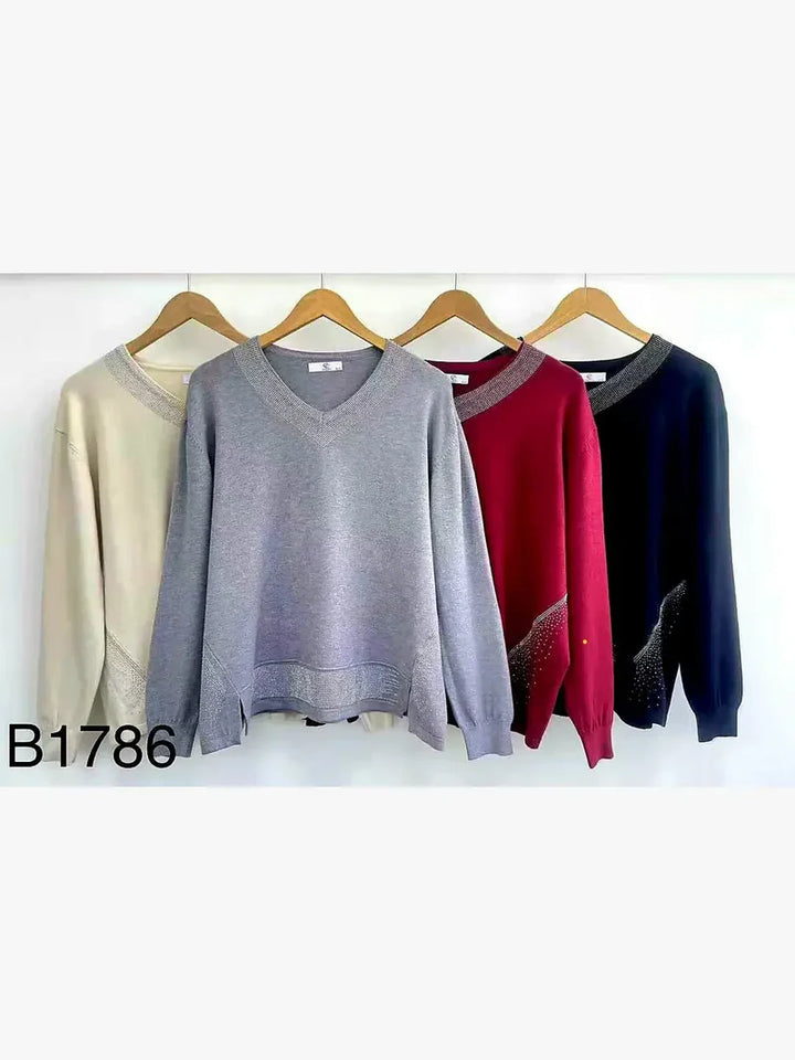 Sequin Trim V Jumper (2p.pack)