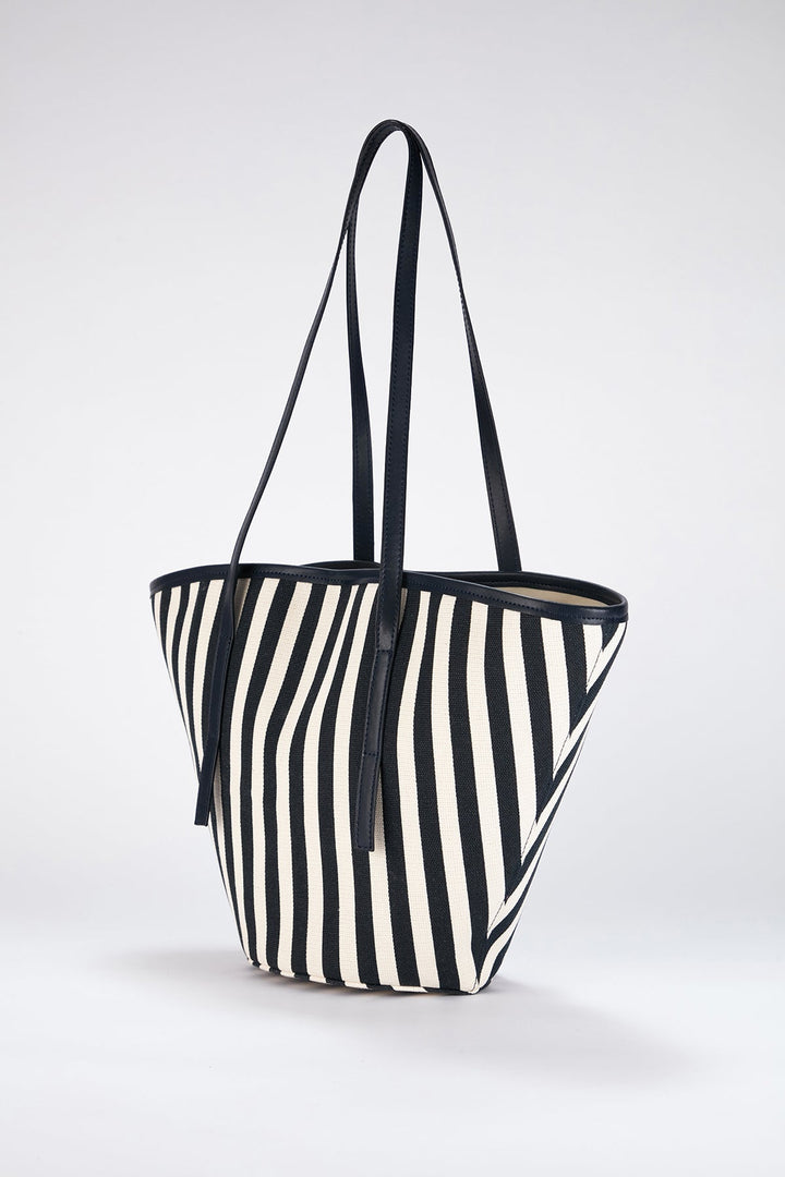 Black & White Striped Canvas Tote Bag