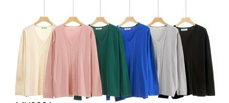 (12P. PACK) V Cable Front Soft Fine Knit Jumper