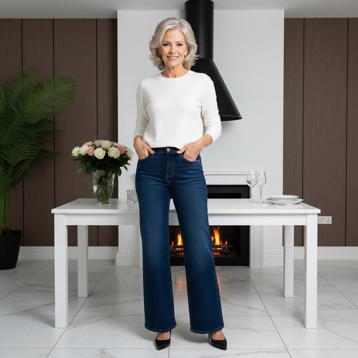 Wide Leg Indigo Stitch Seam Voggo Jeans (5p.pack)