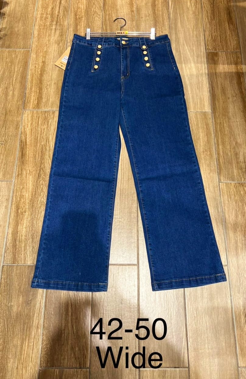 PLUS SIZE Wide Leg Gold Button Voggo Jeans (10p.pack) - jqwholesale.com